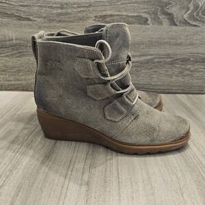 Sorel Toronto Lace Wedge Booties Womens Size 8 EUR 39‎ Taupe Olive Leather